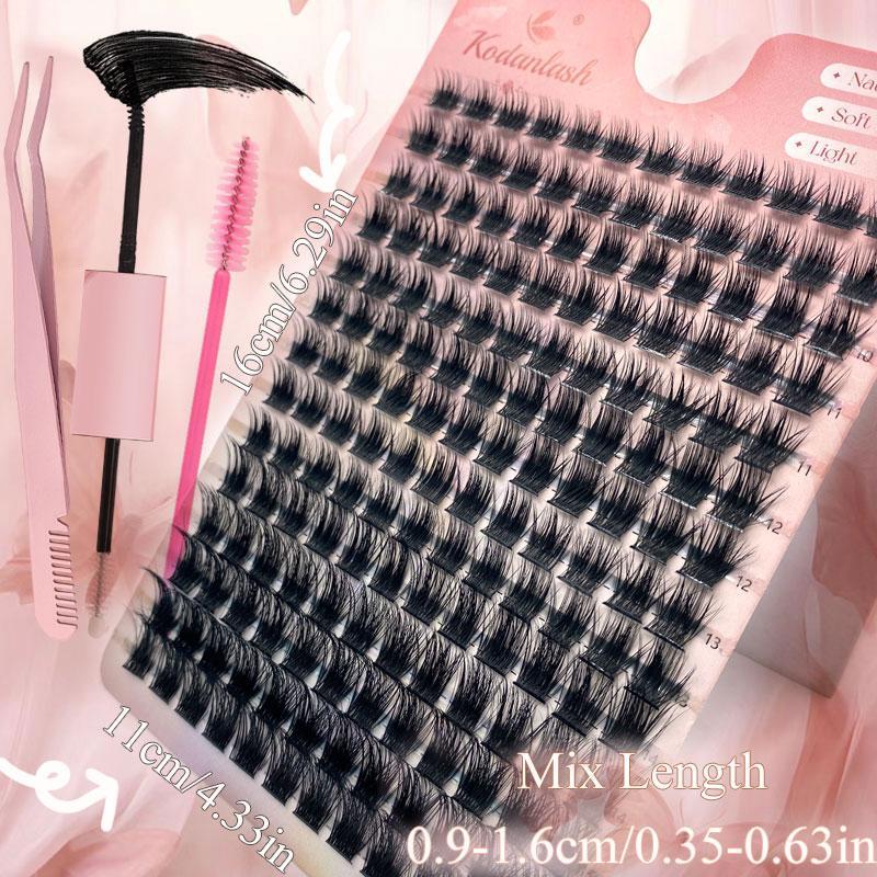 Natural Look Eyelash Extensions Kit, 1 Set Individual False Eyelashes with Eyelash Glue & Tweezers & Brush, Self Grafting Curling Eye Makeup Tool