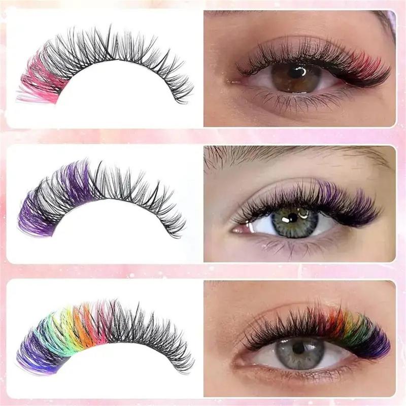 Colorful False Eyelashes, 1 Box D Curling Lash Cluster, Natural Look Eyelash Extensions, Self Grafting Curl Eyelashes, Eye Makeup Product, Eyelashes Extensions Products for Home and Salon Use, Christmas, Christmas Gift