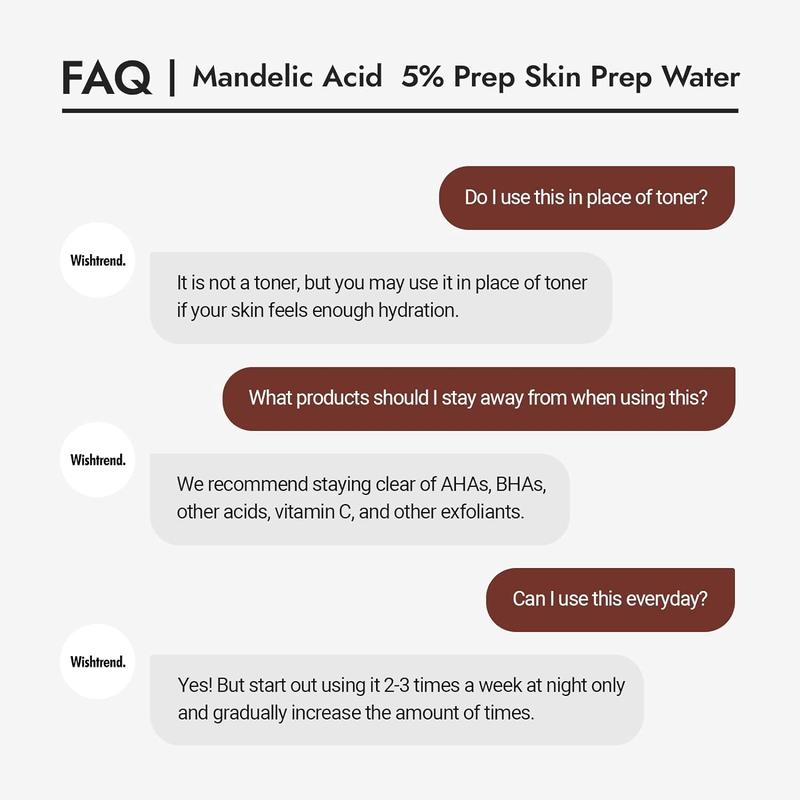 [BY WISHTREND] Mandelic acid 5% Skin prep water, Gentle skin exfoliator for face, Aha Bha toner, Ideal for sensitive skin | Helping clogged pores and pigmentation Hydrating Moisture Moisturizing Skincare Exfoliant Exfoliate Skin Repair Comfort