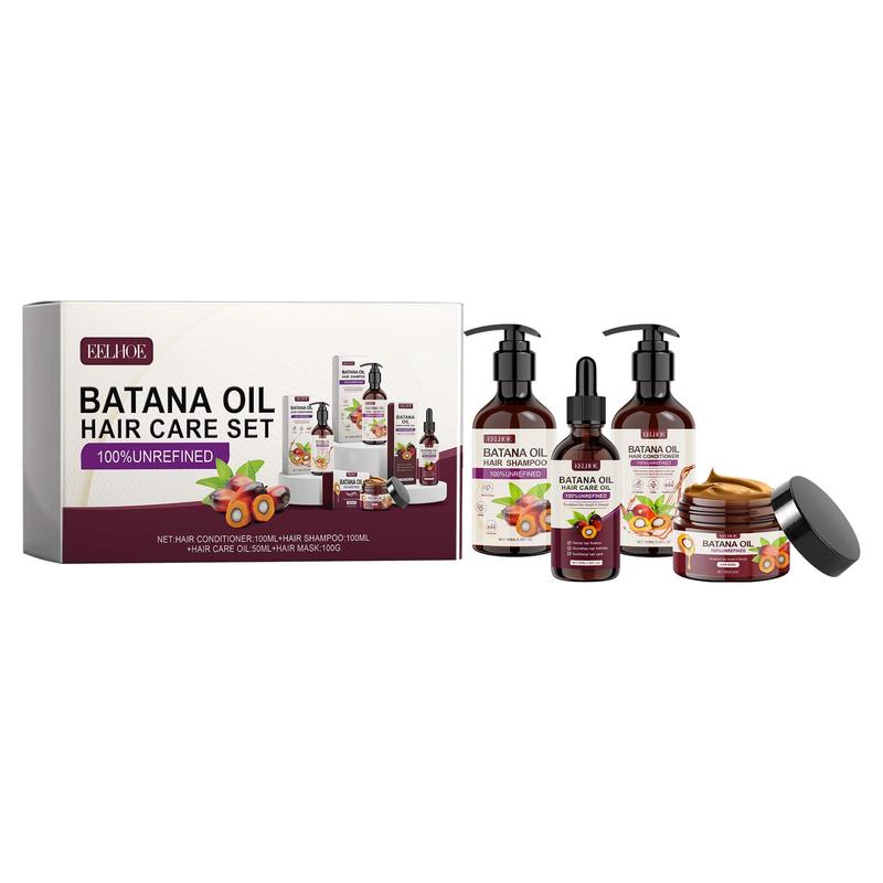 Batana Oil Hair Care Kit, 1 Set Moisturizing Hair Shampoo & Conditioner & Hair Mask & Hair Oil, Hair Care & Styling Product For Women & Men