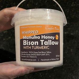 Bison Whipped Tallow with Turmeric & Manuka Honey (850+MGO Manuka Honey), Whipped Tallow, Grass fed fat, Whole body moisturizer