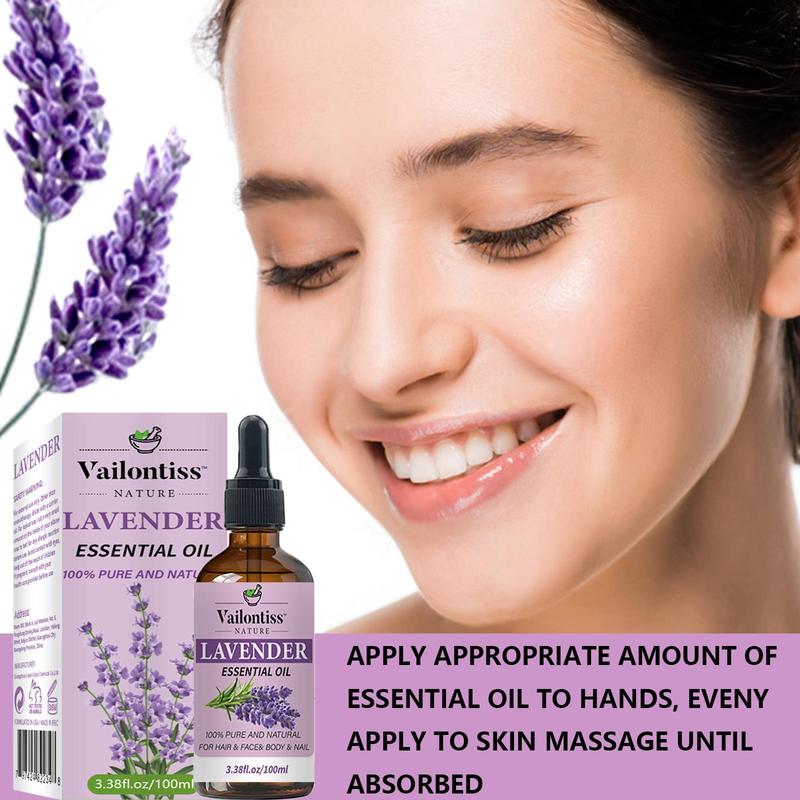 100ml Lavender Essential Oil, Natural Lavender Extract Essence Oil for Spa, Yoga, Massage, Bath, Aromatherapy, Fragrance Candle Making, Skin Care, Body Care, Nail Care, Hair Care and Eyelash Care