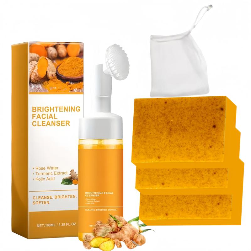 Turmeric Wash and Care two PieceSet, TurmericCleansing Mousse, Turmeric SoapFacial Cleansing Skincare FacialCleansing Cleanser Facial Wash