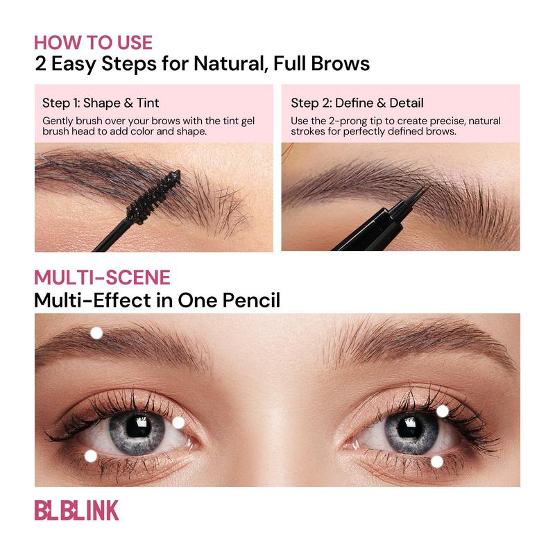 BLBLINK Dual-Ended Waterproof Brow Pencil & Tint Natural, Long-Lasting 24-Hour Smudge-Proof Makeup