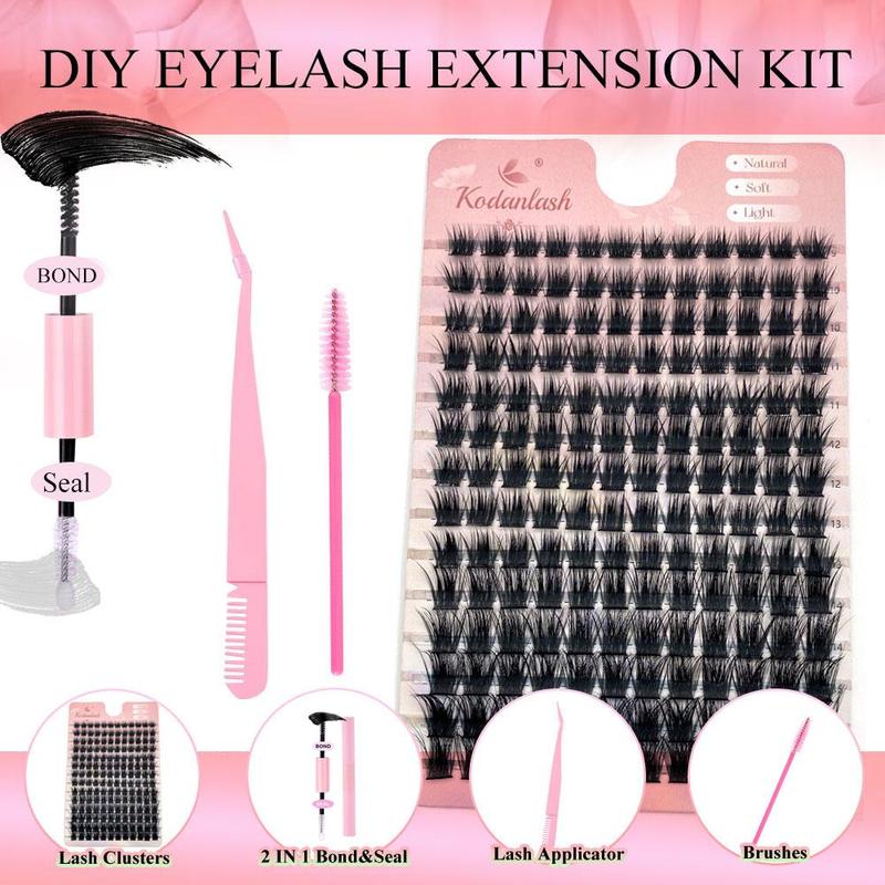 Natural Look Eyelash Extensions Kit, 1 Set Individual False Eyelashes with Eyelash Glue & Tweezers & Brush, Self Grafting Curling Eye Makeup Tool