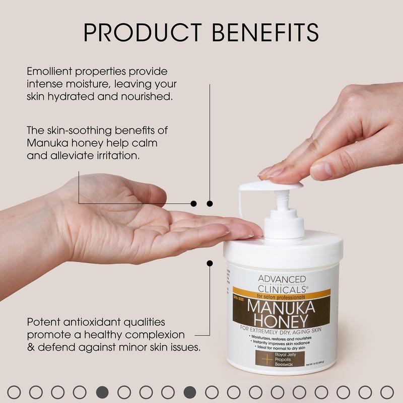 Advanced Clinicals Manuka Honey Dryness Relief Body Cream 16 Fl Oz