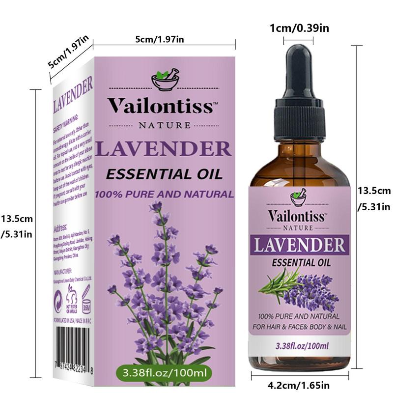 100ml Lavender Essential Oil, Natural Lavender Extract Essence Oil for Spa, Yoga, Massage, Bath, Aromatherapy, Fragrance Candle Making, Skin Care, Body Care, Nail Care, Hair Care and Eyelash Care