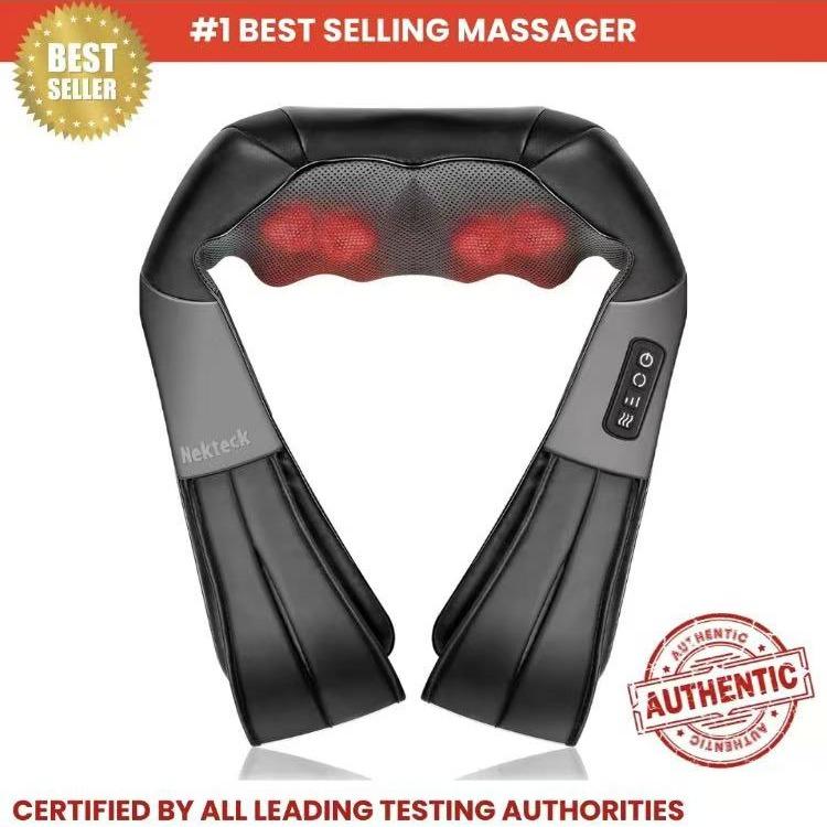 Neck Shoulder Back Massager with Heat - Shiatsu Massager Adjustable Relaxing Gift Plug-in Comfort neck black massage devices Daily Lightweight