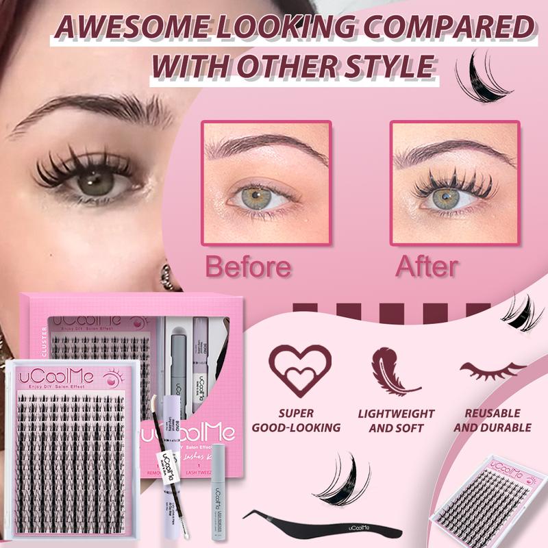 uCoolMe Fairy | Manga C Curl Wet Look DIY Lashes Extension Kit and Lash Clusters 8-18mm | Bond Seal and Remover Eyelash Makeup Eyelashes Cosmetic | Anime Style Lashes Lash Extensions Eyelashes Extensions winter gift