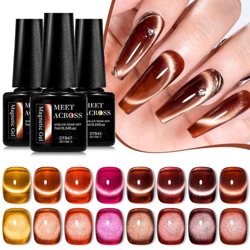 Amber Gel Nail Polish Set, 9 Counts set Long-lasting Salon Quality Nail Art & Nail Polish Kit for Women & Girls, Professional Nail Art Kit, Christmas Gift