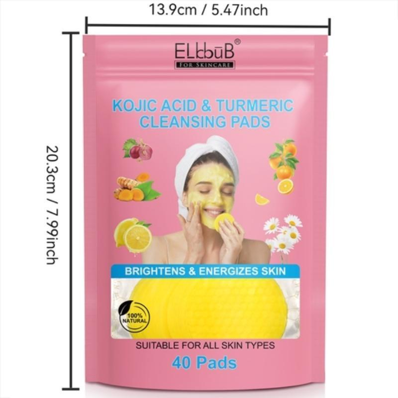 Natural Kojic Acid & Turmeric Cleansing Pads, 2 Counts set Deep Cleansing Facial Moisturizing Care, Gentle Daily Skin Care Product for All Skin Types