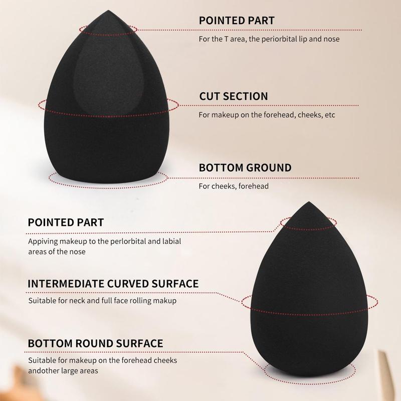 Makeup Tool Set, 7pcs Black Irregular Shape Design Beauty Sponge & 5pcs Triangular Powder Puff for Wet and Dry Use, Portable Cosmetics, Makeup Accessories