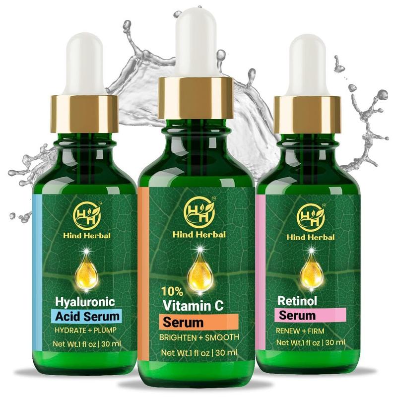 Vitamin C, Hyaluronic Acid, Retinol Serum Set – 1 Fl Oz Each | Brightening, Firming, Hydrating Skincare Routine Kit  Skin Repair Comfort