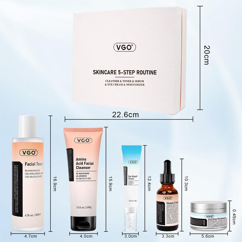 VGO Skincare 5-step Rountine Skincare Set All-in-One Simple Care Facial Care-B