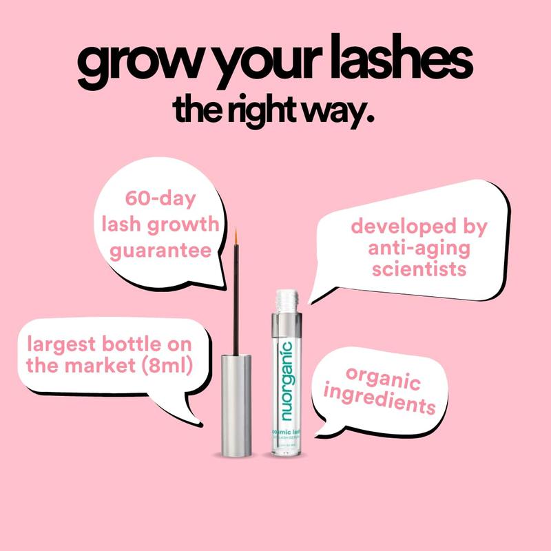 nuorganic eyeLash Growth Serum - Thicker + Longer + Stronger Eye Lashes in 30 Days - Natural + Vegan + Cruelty Free - As Seen on Tiktok! Extra Large Bottle + 3 Month Supply - 0.3 fl Oz   8ml