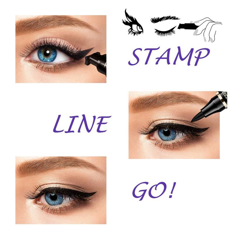 Eyeliner Stamp - 2 Pens Winged Eyeliner, Perfect Cat Eye Stamp, Long-Lasting Waterproof & Smudgeproof Liquid Eye Liner