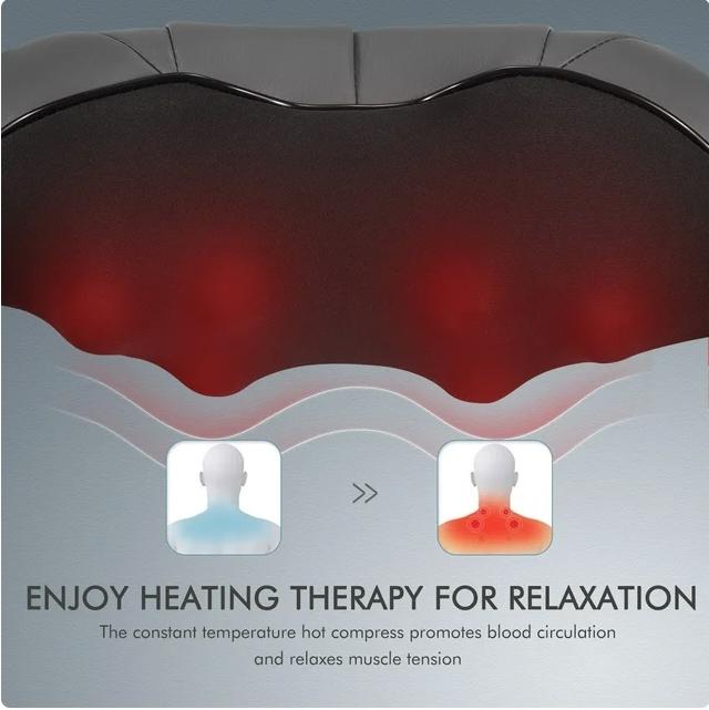 Neck and Shoulder Massager, Deep Kneading Massager with Heat for Full-body, Gray