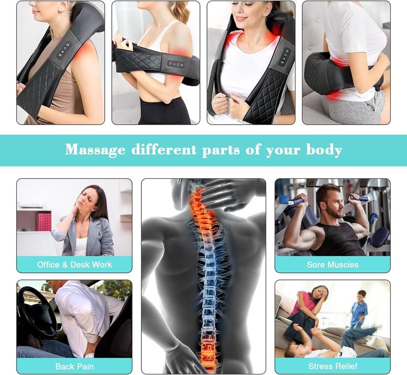 Back Massager Neck Massager with Heat, Neck and Back Massager, Shiatsu Shoulder Massager Gifts for Neck, Back, Muscle Pain Relief,Holiday Gifts,Best Christmas Gift ,Best Gift for Your Parents-Christmas surprise