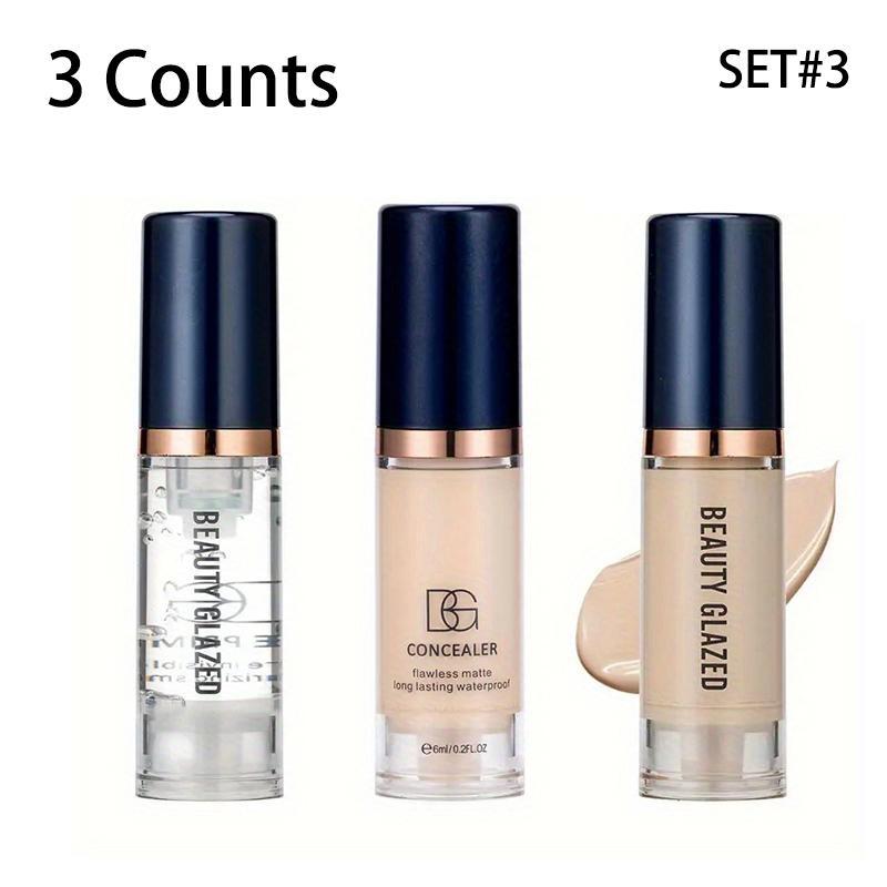 Multi-use Facial Makeup Set, 1 Count Concealer & 1 Count Foundation Cream & 1 Count Primer, Moisturizing Liquid Foundation Makeup Cream, Makeup Product for Women