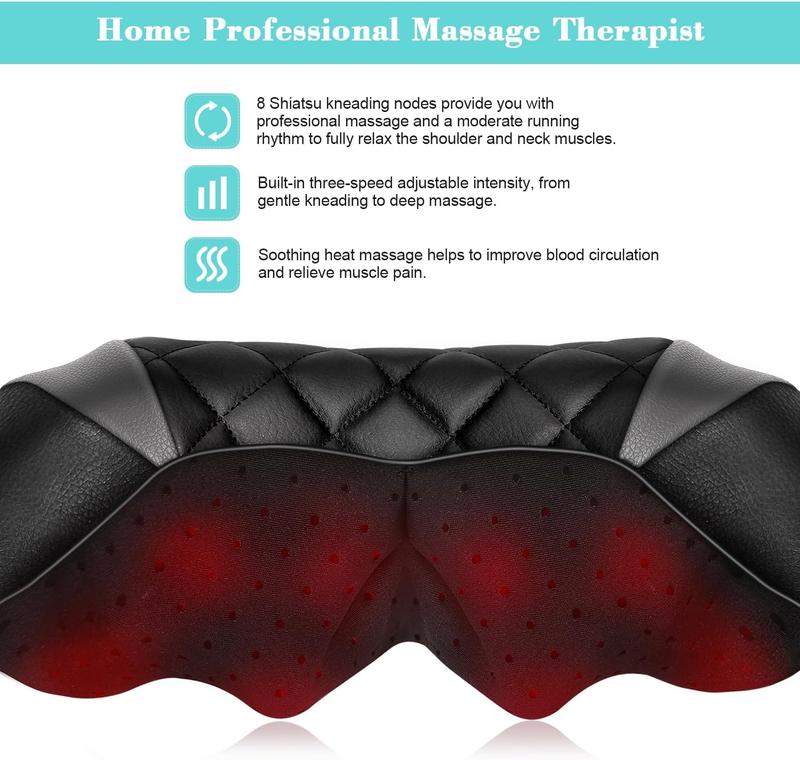 Back Massager Neck Massager with Heat, Neck and Back Massager, Shiatsu Shoulder Massager Gifts for Neck, Back, Muscle Pain Relief,Holiday Gifts,Best Christmas Gift ,Best Gift for Your Parents-Christmas surprise