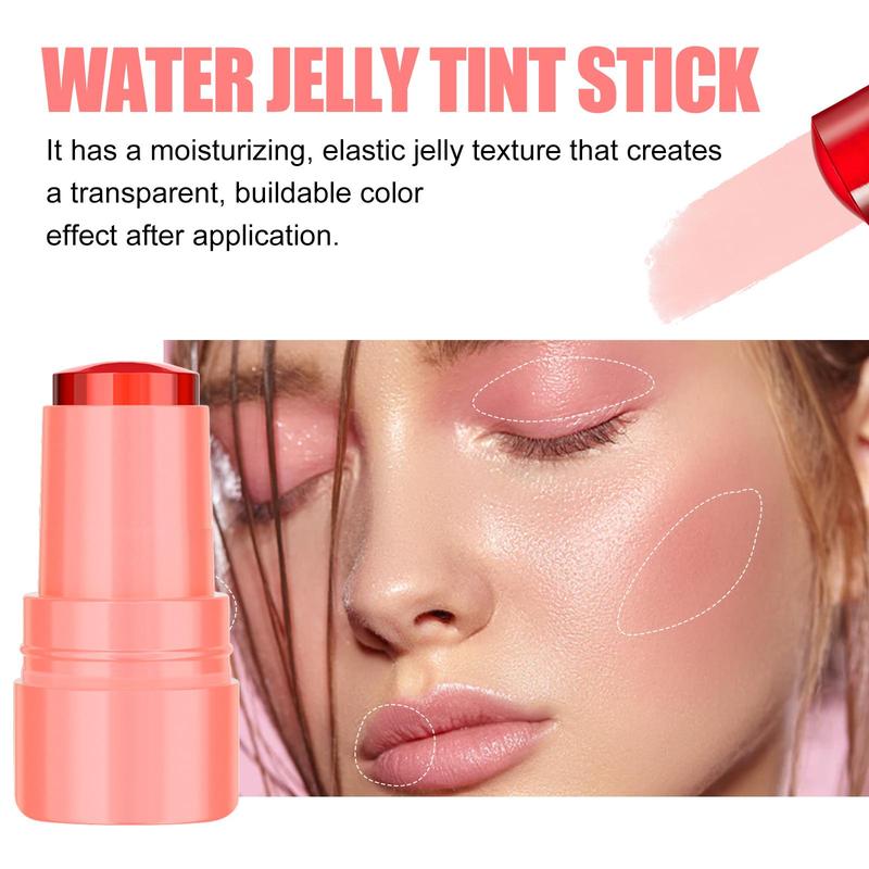 Long Lasting Water Jelly Blush Stick, 1 Count Blush for Cheeks & Lips, Natural Look Blush for Daily Makeup, Lightweight Blush Suitable for Women & Girls