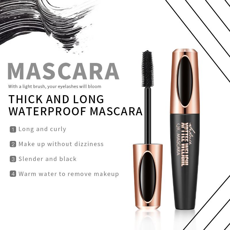 3 Pack 4D Silk Fiber Lash Mascara, Waterproof Smudge-proof Thickening Mascara Black Thickening Lengthening Mascara, All Day Exquisitely Full, Long, Thick, Long-Lasting No Flaking Lash Extensions