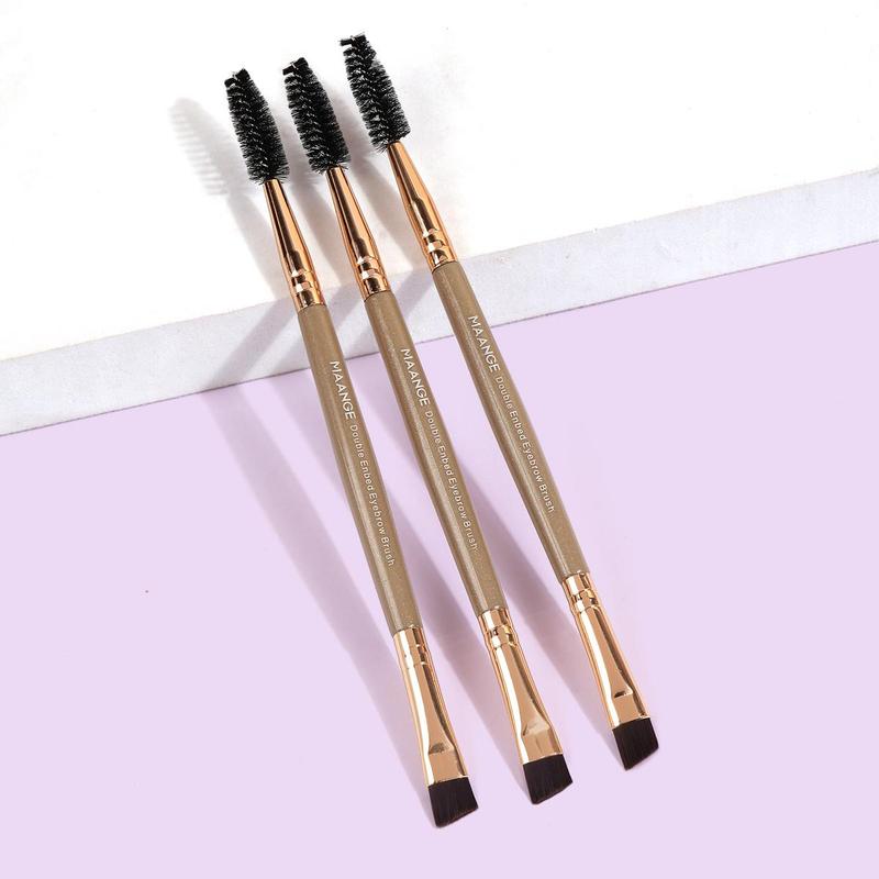 Double Ended Eyebrow Brush, 3 Counts set 2 in 1 Eye Brow Brush, Eyelash Brush, Professional Angled Brow Brush, Versatile Beauty Makeup Brushes, Christmas Gift