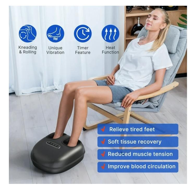 Shiatsu Foot Massager with Heat for Tired Foot Blood Circulation up to size 11, Black,Gift