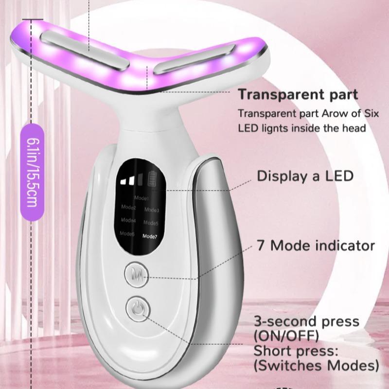 USB Rechargeable Neck Massager, 7-level Temperature Control Skin Care Tool, Professional Facial & Neck Relaxation Tool for Women