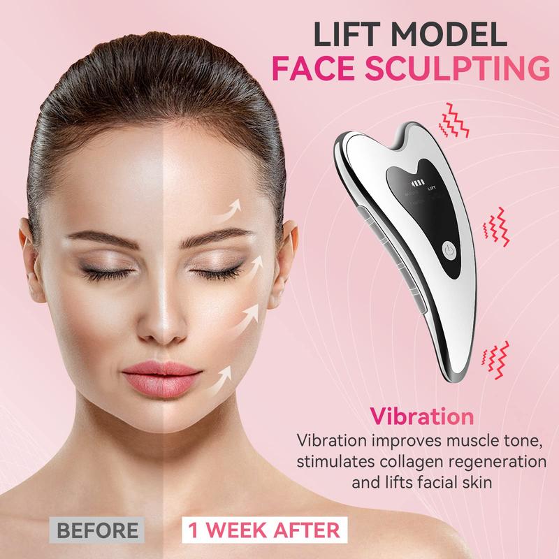 Electric Gua Sha Facial Tools - Face Sculpting Tool Lift Device - Heated & Vibration & Red Light Massager, Anti-Aging & Wrinkles, Puffiness, Double Chin, Tension Relief