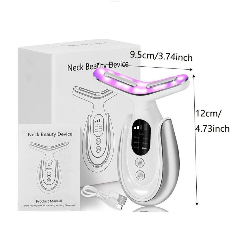 USB Rechargeable Neck Massager, 7-level Temperature Control Skin Care Tool, Professional Facial & Neck Relaxation Tool for Women