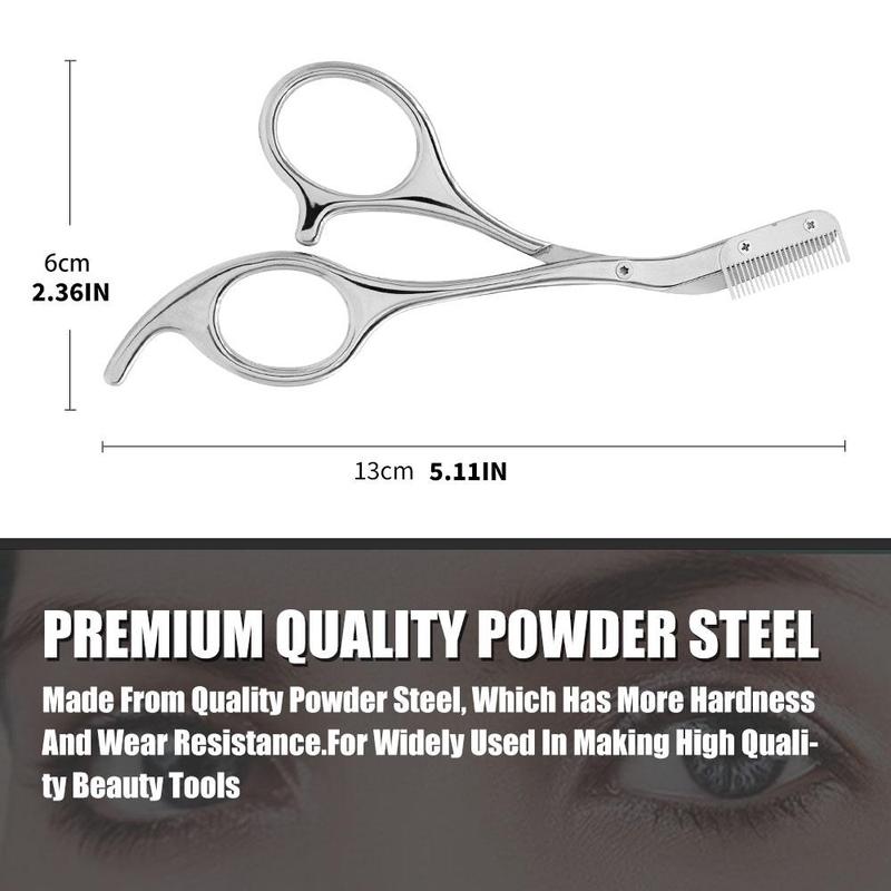 Stainless Steel Eyebrow Trimmer, Durable Precision Eyebrow Clipper with Detachable Comb, Multi-functional Makeup Tool for Facial Care