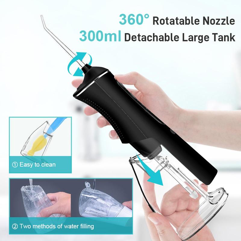 Portable Water Flosser, 1 Box Rechargeable Oral Irrigator with 4pcs Nozzle & 1pc USB Charging Cable, Removable Water Flosser for Home & Travel, Dental Care Tool for Adults & Kids