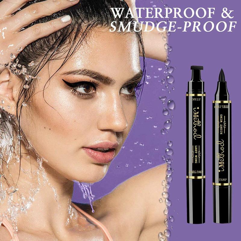 Eyeliner Stamp - 2 Pens Winged Eyeliner, Perfect Cat Eye Stamp, Long-Lasting Waterproof & Smudgeproof Liquid Eye Liner