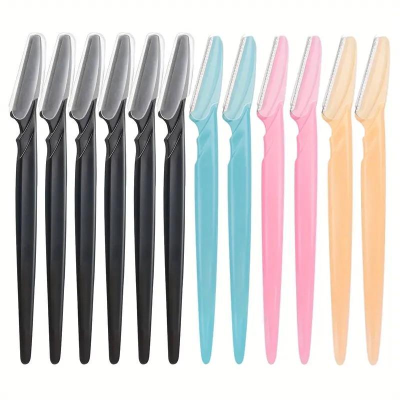 Eyebrow Trimmer Set, 12pcs set Gentle Eyebrow Shaping Tool, Facial Hair Shaving Tool, Eyebrow Razor for Women & Girls