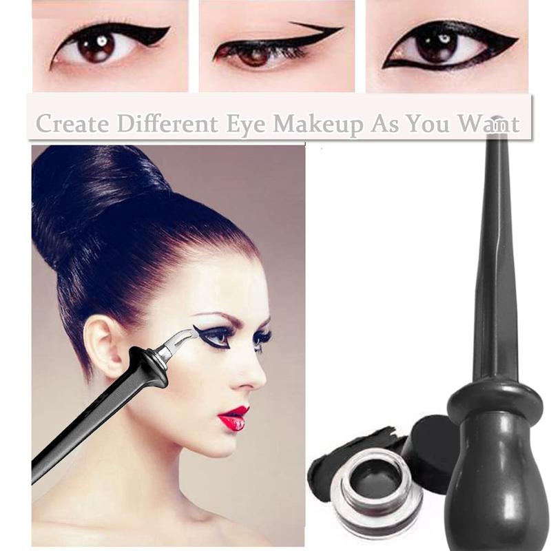 Eyeliner Applicator Kit, Eyeliner Tool with Eyeliner Cream Black Eyeliner Gel Reusable Silicone Eye Liner Applicator Waterproof Eyeliner Easy No-Skip