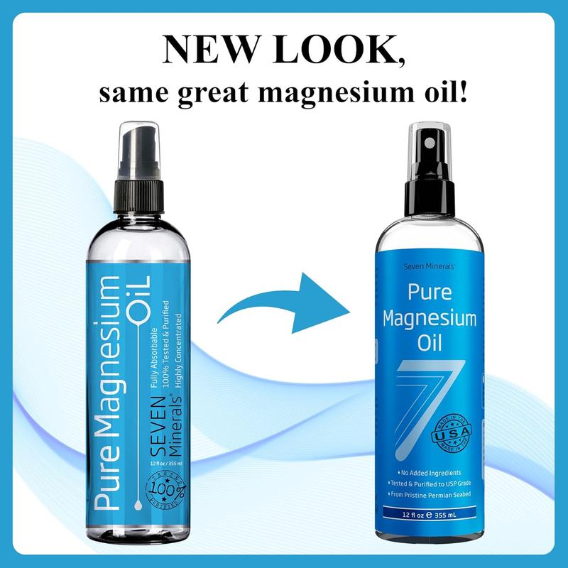 Pure Magnesium Oil Spray - Big 12 oz (Lasts 9 Months) - USP Grade Magnesium Spray, No Unhealthy Trace Minerals - from Ancient Underground Permian Seabed in USA, Free eBook Included