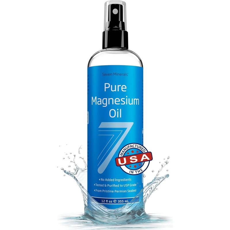 Pure Magnesium Oil Spray - Big 12 oz (Lasts 9 Months) - USP Grade Magnesium Spray, No Unhealthy Trace Minerals - from Ancient Underground Permian Seabed in USA, Free eBook Included