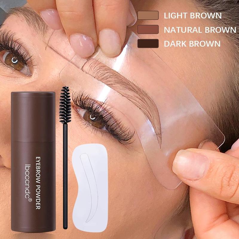 Eyebrow Tint Makeup Kit, 1 Count Eyebrow Powder & 2 Counts Spiral Eyebrow Brush & 10pcs Eyebrow Stencil, Brow Makeup Tool