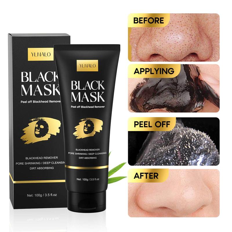 Blackhead Remover Mask Kit, Charcoal Peel Off Facial Mask with Brush and Pimple Extractors, Deep Cleansing for Face Nose Blackhead Pores Acne, For  Skin Types (3.5 Fl.oz)