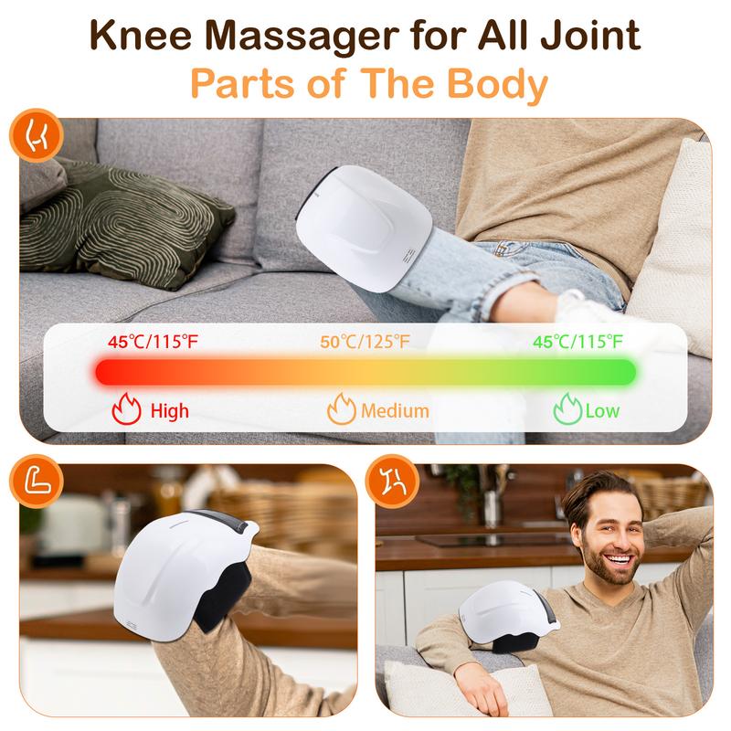 PLAVOGUE Knee Massager, Adjustable Temperature and Vibration, Wireless Knee Massager with Heat and Vibration, Portable Massager for Knee Discomfort massager relaxer