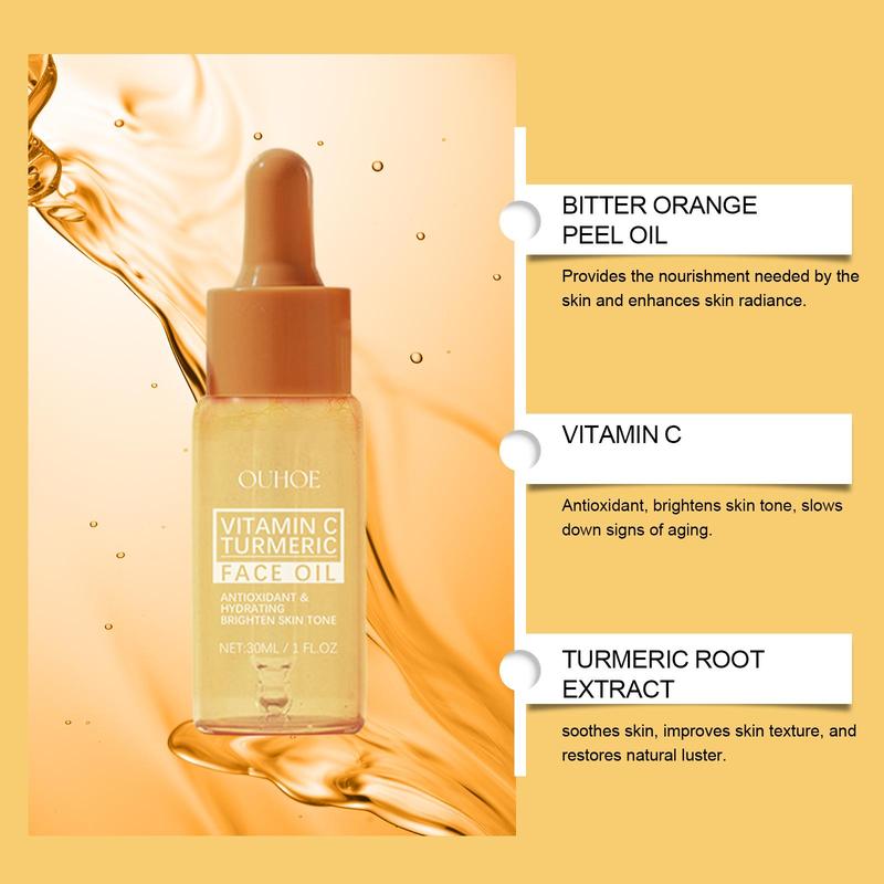 Vitamin C Turmeric Face Oil, 1 2 Boxes Moisturizing & Brightening Facial Essence, Hydrating Facial Serum, Face Care Product for Women & Men