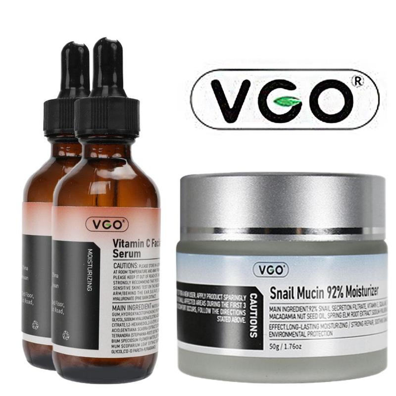 VGO Snail Mucin 92% Moisturizer Daily Face Gel Cream for Dry & Sensitive Skin, 30ml 60ml Moisture Cleansing Set - Skin Repair, Comfort