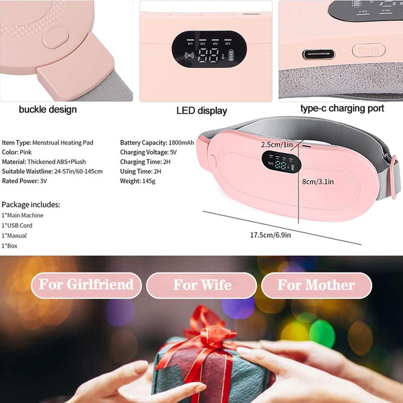 Portable Cordless Heating Pad, Electric Waist Belt Device, Fast Heating Pad, Back or Belly Heating Pad for Women and Girl