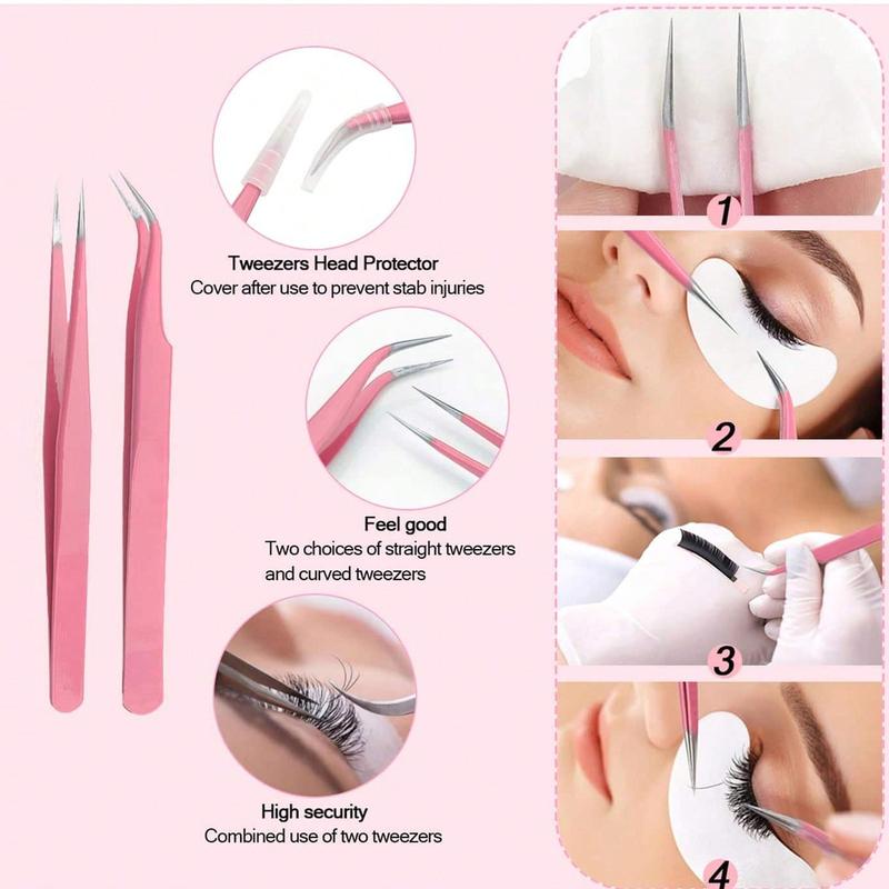 Eyelash Extension Kit, 1 Set Professional Lash Extension Kit for Beginners, Including Practice Mannequin Head Lash Tray, Glue, Tweezers, Grafting Lash