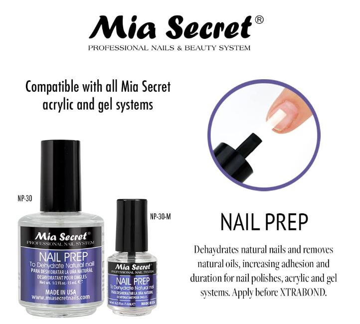 Mia Secret Professional Nail Prep pH Balance Dehydrator & XtraBond Acid-Free Primer 0.5 oz +