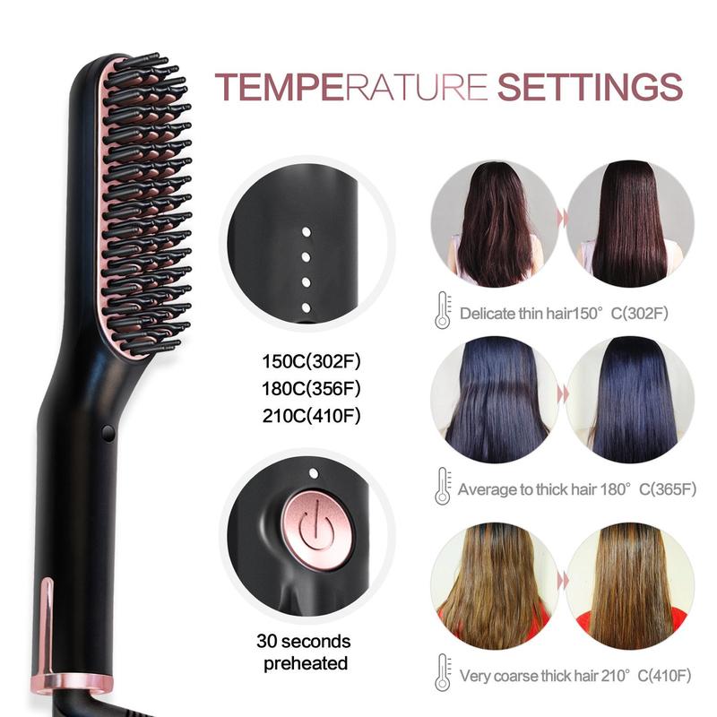 3 in 1 Electric Hair Straightener, 1 Count Fast Heated Brush, Hair Straightening Machine, Suitable for Long and Short Hair