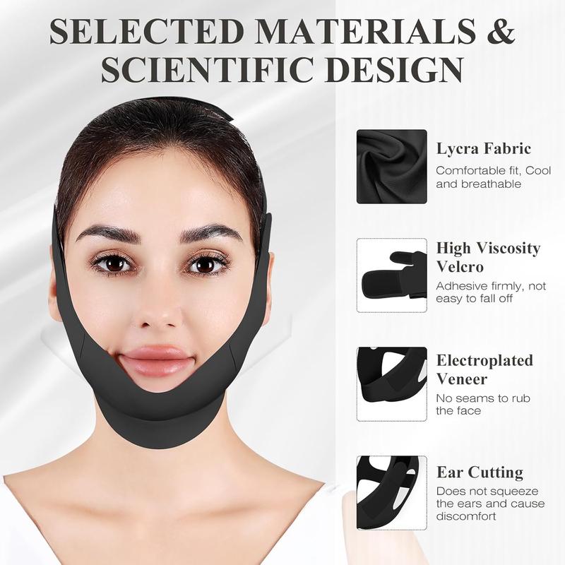 Chin Strap for Sleeping,Adjustable Chin Strap,Jaw Strap,Jawline Shaper,Face Slimming V Line Lifting Mask,Deep Black,M