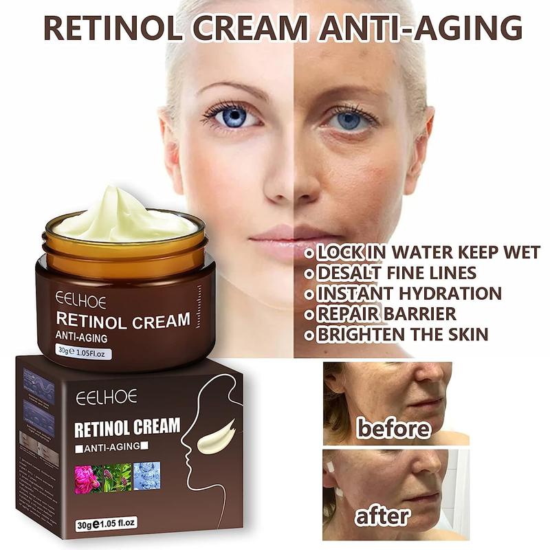 EELHOE Retinol Face Cream, Anti Aging, Hydrating, Firming, Revitalizing, with Hyaluronic Acid Vitamin E Hexapeptide, Moisturizer, Tightening, and Deep Hydration 1 fl.oz