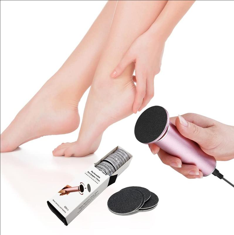 Electric Callus Remover for Feet Speed Adjustable Electric Foot File with 60pcs Replacement Sandpaper Discs Pro Pedicure Foot Filer Dead Dry Hard Skin Calluses Foot Grinder Manicure Nail Nail Care Set Aluminum Gift nail clipper